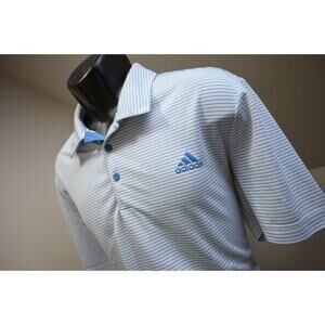 Adidas Golf Polo ClimaCool Striped Athletic Short Sleeve Golf Shirt Mens Large